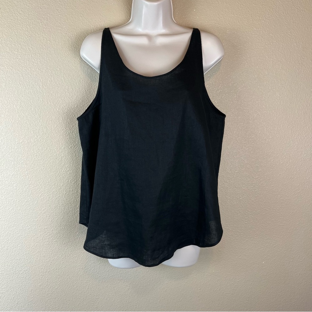 Black Women's 100% Linen Tank Top